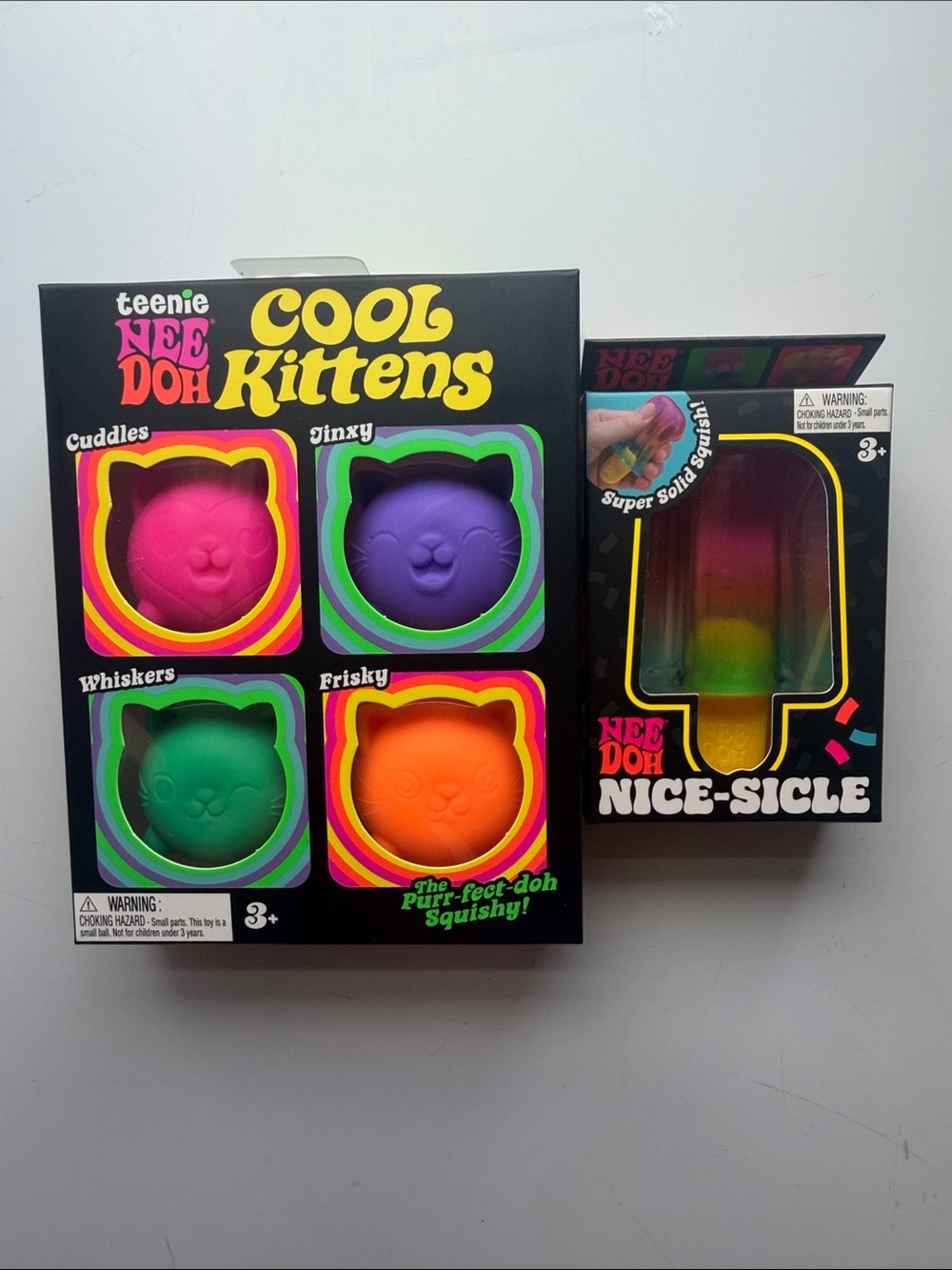 NEEDOH Teenie Cool Kittens Squishy set AND Rainbow Needoh Nice-sicle
